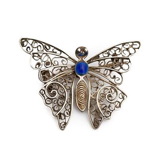 Sterling Silver and Enameled Butterfly Pin brooch
