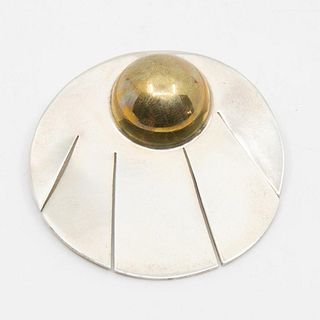 Mid Century Gold plated and Taxco Mexico sterling silver pin.brooch