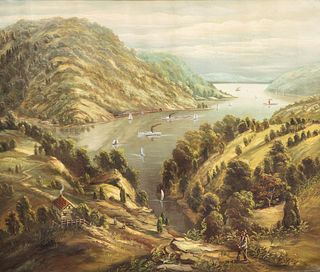 19 Century signed Hudson River School Oil On Canvas
