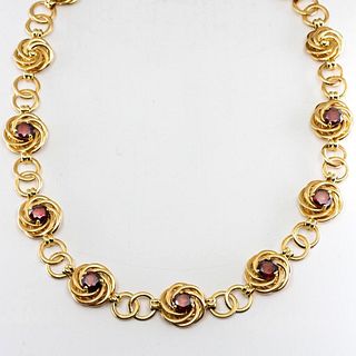 GIA Tiffany and Co. vintage 14kt gold and Garnet necklace