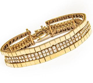 14K Gold double row diamond tennis bracelet