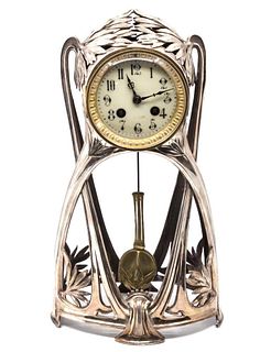 Art Nouveau French Silver Plated Jappy Freres Clock