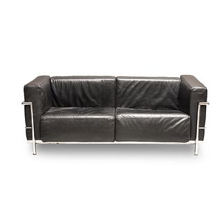 Le Corbusier Style Art Deco vintage Leather Sofa