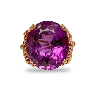 GIA 18k Yellow Gold and Amethyst Cocktail Ring