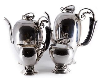 Georg Jensen Style Sterling Silver Tea Set