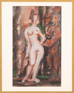 Rene Buthaud mid century nude study, signed gouache on paper