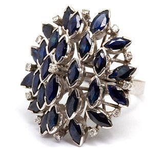 GIA 18k white gold and sapphire and diamond (13) cluster ring