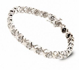 GIA White gold and diamond x pattern bracelet