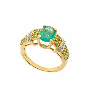GIA 14K 2ct Columbian emerald and diamond ring