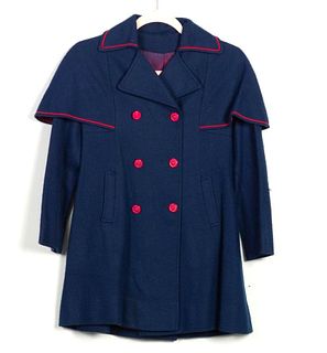 Vintage Wool Sailor Collar Double Breasted Cape/Coat