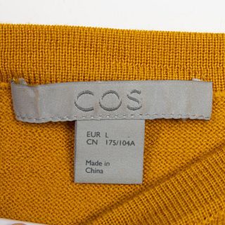 COS Mustard Back Button Up Light Sweater Blouse