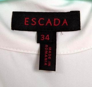 Escada White Button Up Double Breasted Pocket Shirt