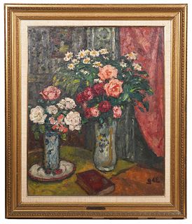Georges D'Espagnat 'Vase De Fleurs' O/C Painting