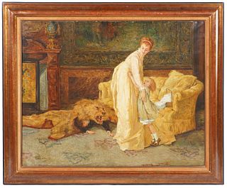 Frans Verhas 'The Lion' Oil on Canvas