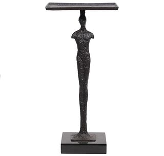 Giacometti Style Figurative Bronze Side Table