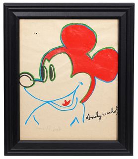 Manner of Andy Warhol Mickey Mouse Drawing