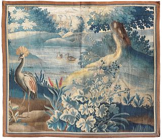 18th C. Flemish Verdure Vibrant Tapestry