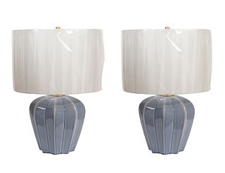 Pr. Glazed Table Lamps by Visual Comfort Co