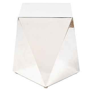 Faceted 8 Sided Chrome End Table