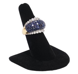 10ct. Sapphire & Diamond 18K Dome Ring