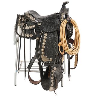 Attr. Bohlin Black & Silver Concho Parade Saddle