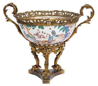 Chinese Export Bronze Mounted Pedestal Bowl