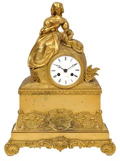 French Dore Bronze Mantle Clock