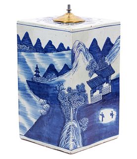 Chinese Blue White Tea Caddy Lamp