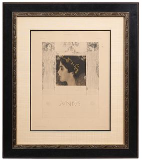 Gustav Klimt 'Junius' Lithograph Plate #53