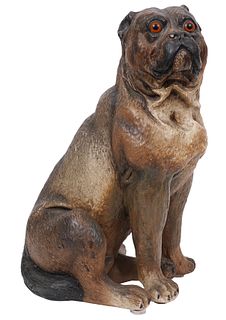 Terracotta Sitting Pug Statue