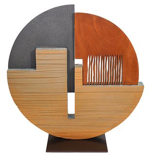 Pascal Pierme Metal & Wood Abstract Sculpture