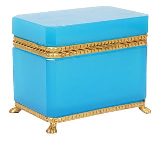 French Blue Glass Bronze Mounted Box