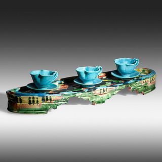Betty Woodman, Untitled (tray, three cups and saucers)