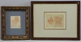 Two 18th/19th C. Red Chalk Figural Drawings.