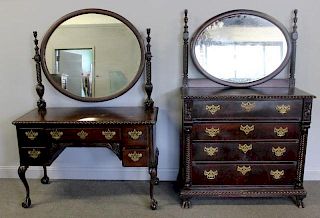 Lot of 2 Pieces of Vintage Mahogany Furniture with