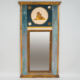 Louis XVI Provincial Painted and Parcel-Gilt Trumeau Mirror