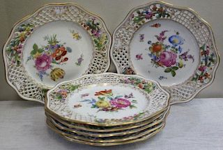 DRESDEN. Set of 7 Reticulated Plates.