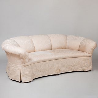 White Damask Upholstered Sofa