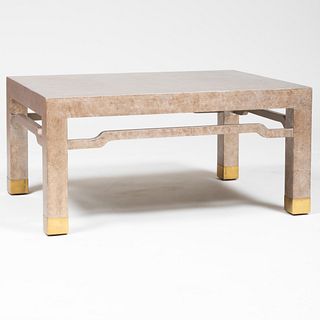 Modern Brass-Mounted Silver Painted Low Table
