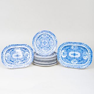Spode Blue and White Transferware Part Service in a Chinoiserie Pattern