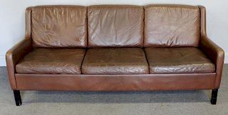 Midcentury Borge Mogensen Style Leather Sofa.