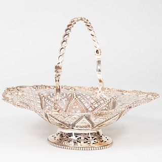 Silver Plate Reticulated Basket with Handle