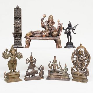 Group of Seven Indian Bronze Figures of Dieties
