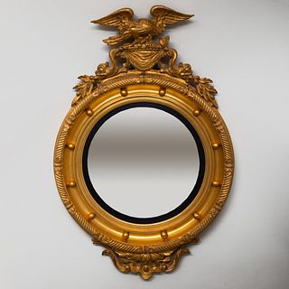 Regency Style Giltwood and Gilt Composition Convex Mirror, of Recent Manufacture