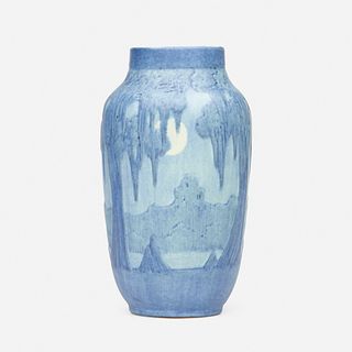 Anna Frances Simpson for Newcomb College Pottery, Scenic vase with full moon