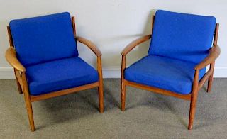 Midcentury Pair of Grete Jalk Lounge Chairs.