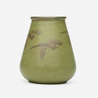 Maude Milner and Sarah Tutt for Marblehead Pottery, Vase with flying cranes