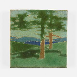 Addison Le Boutillier for Grueby Faience Company, The Pines tile