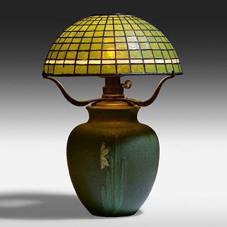Ellen Farrington for Grueby Faience Company, Rare table lamp