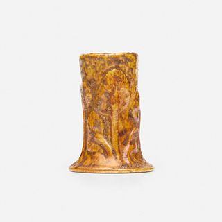 Tiffany Studios, Favrile Pottery cabinet vase with mushrooms